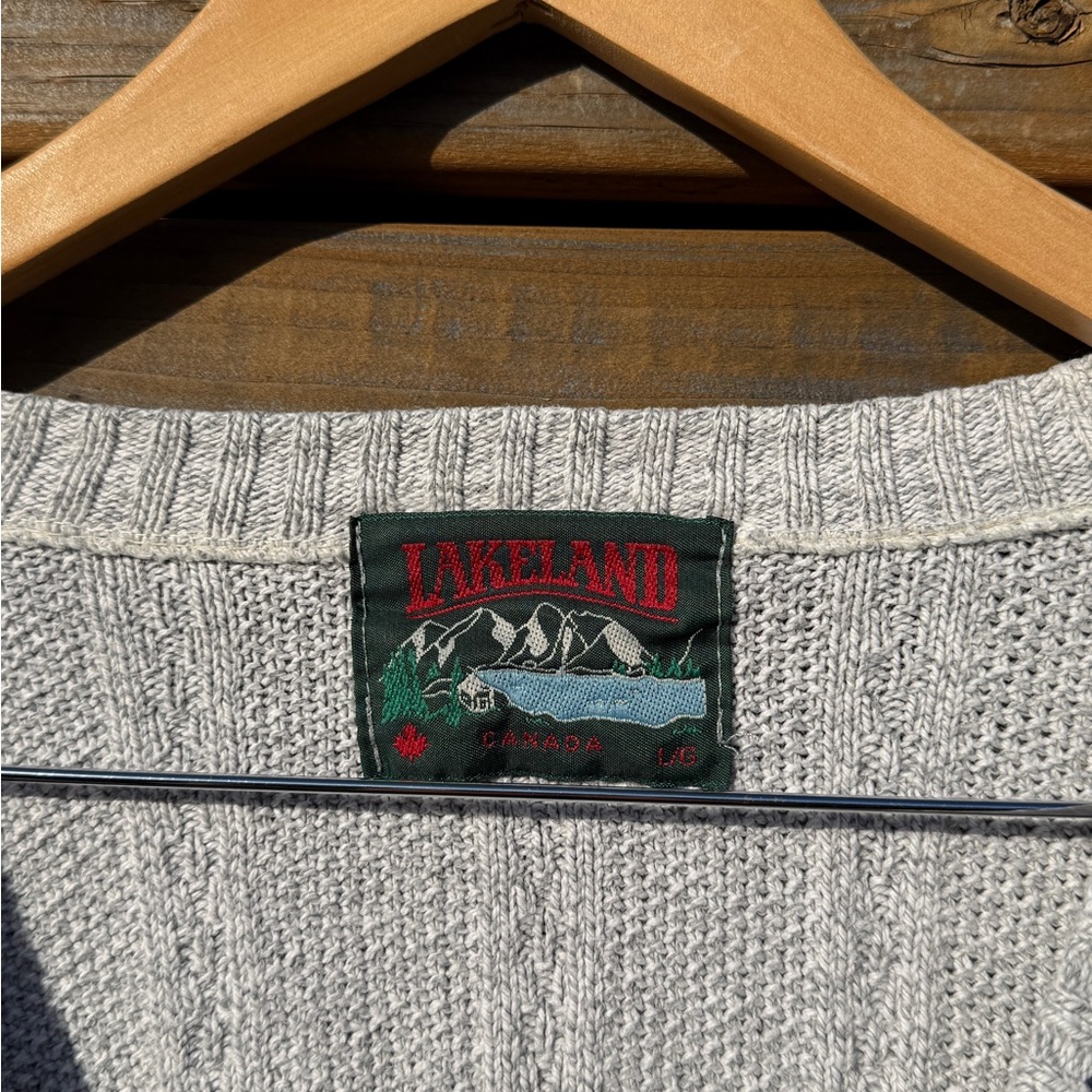 Vintage Gray and Black Lakeland knit Cardigan Sweater - Picture 9 of 10